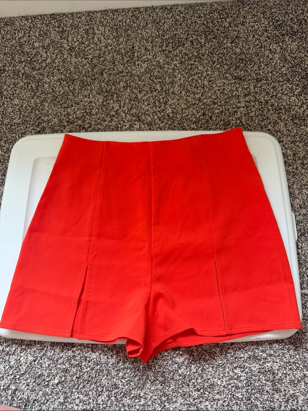 Hello Molly High-Waist Red Shorts with Front Slits